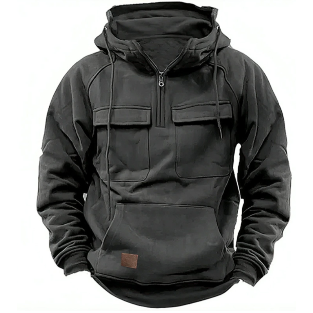Herren Kapuzenpullover Warm Kuschelig Baumwolle Schwarz - Eveloria