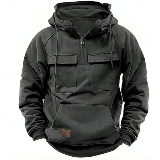 Herren Kapuzenpullover Warm Kuschelig Baumwolle Schwarz - Eveloria