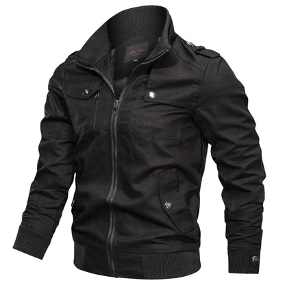 Cargo Jacket - Casual - Zip-Up - Übergangsjacke - Herrenjacke-Schwarz-M-Chaps Herrenmode