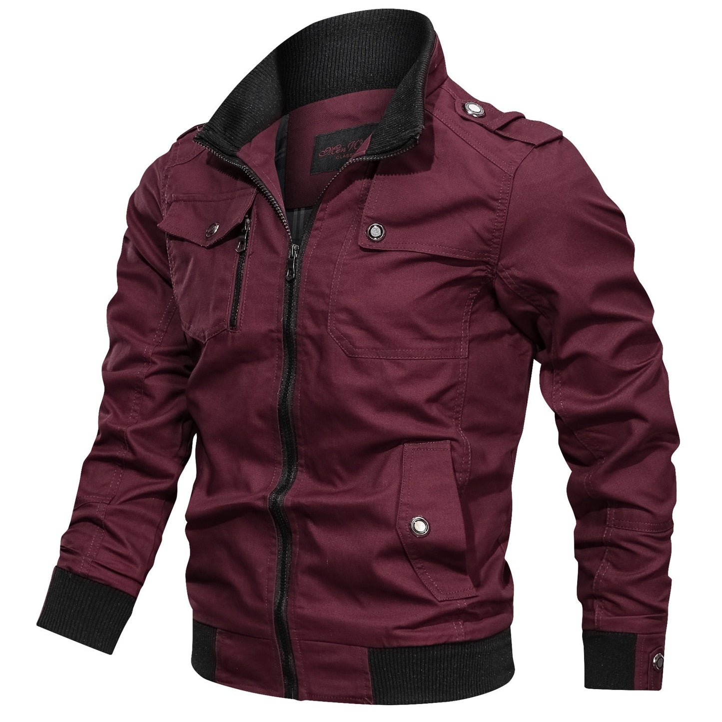 Cargo Jacket - Casual - Zip-Up - Übergangsjacke - Herrenjacke-Weinrot-M-Chaps Herrenmode
