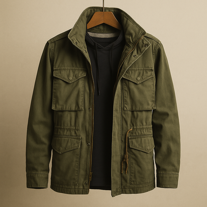 Cargo Jacket - Kordelzug - Parka - Army Jacket - Herrenjacke-Grün-S-Chaps Herrenmode
