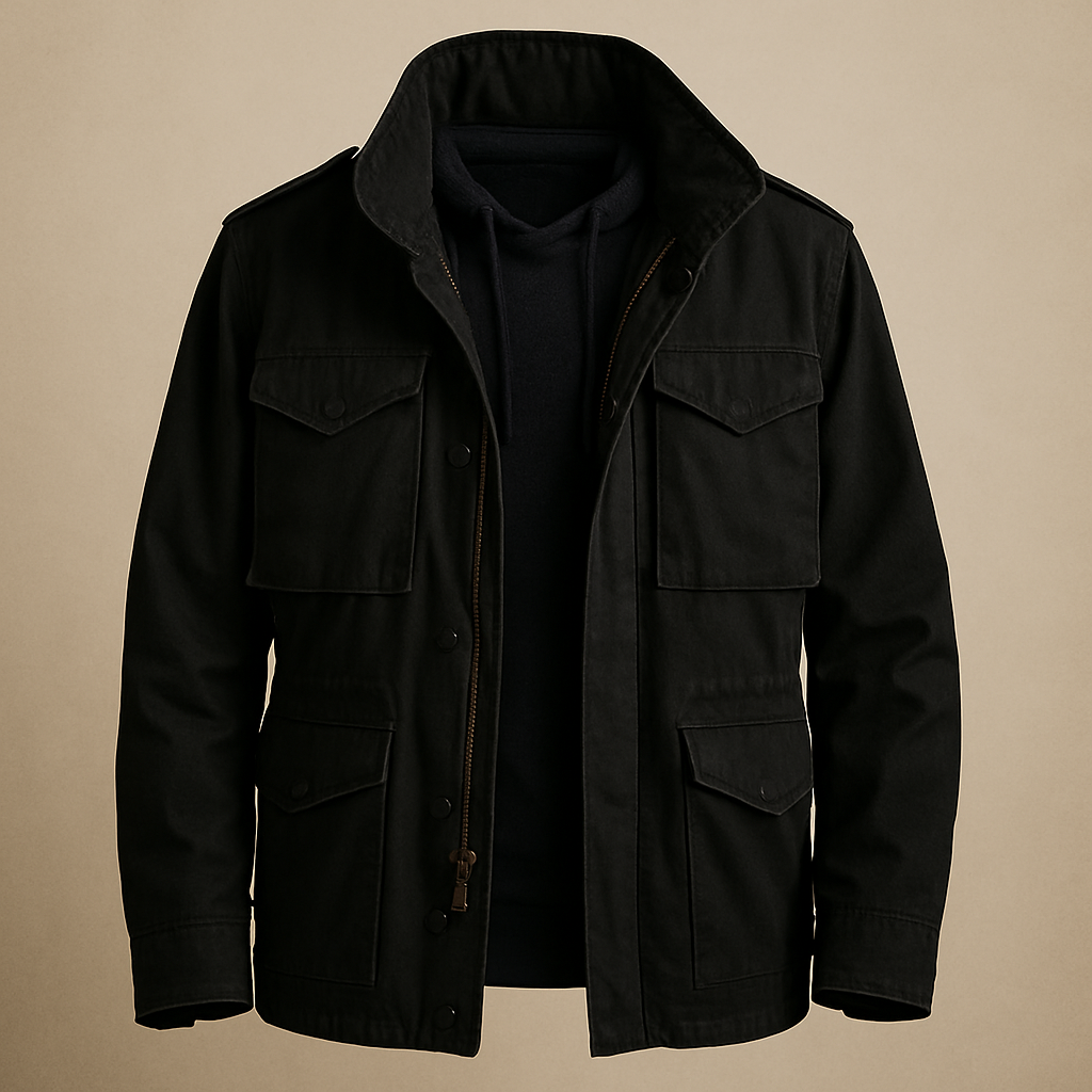 Cargo Jacket - Kordelzug - Parka - Army Jacket - Herrenjacke-Schwarz-S-Chaps Herrenmode