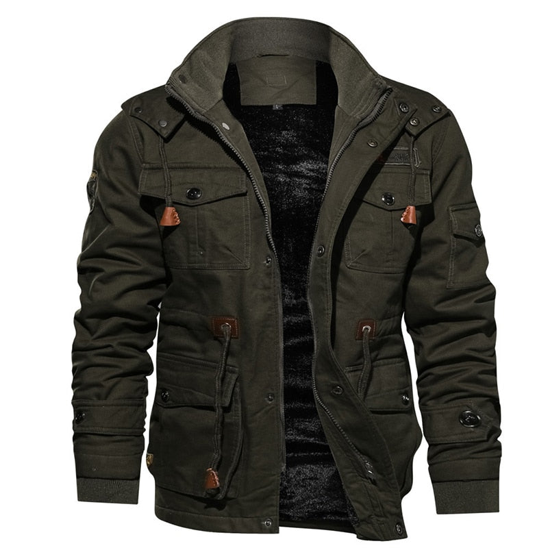 Herren Cargo-Jacke Kapuze Fleece-Futter Lässig - Eveloria