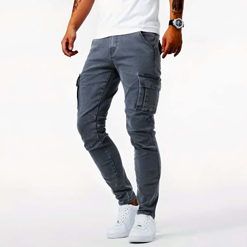 Herren Skinny Cargohosen Slim Fit Jeans - Eveloria