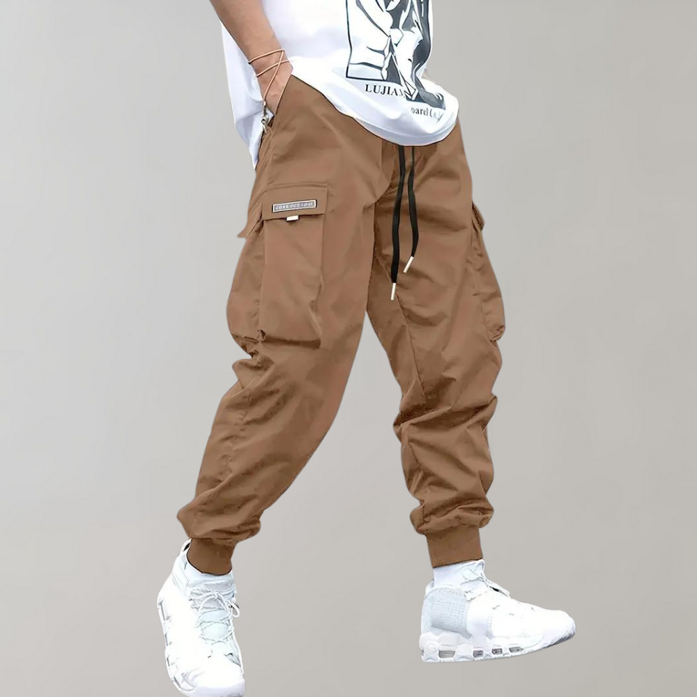 Herren Cargo-Jogger Elastische Taille Mit Taschen Beige - Eveloria