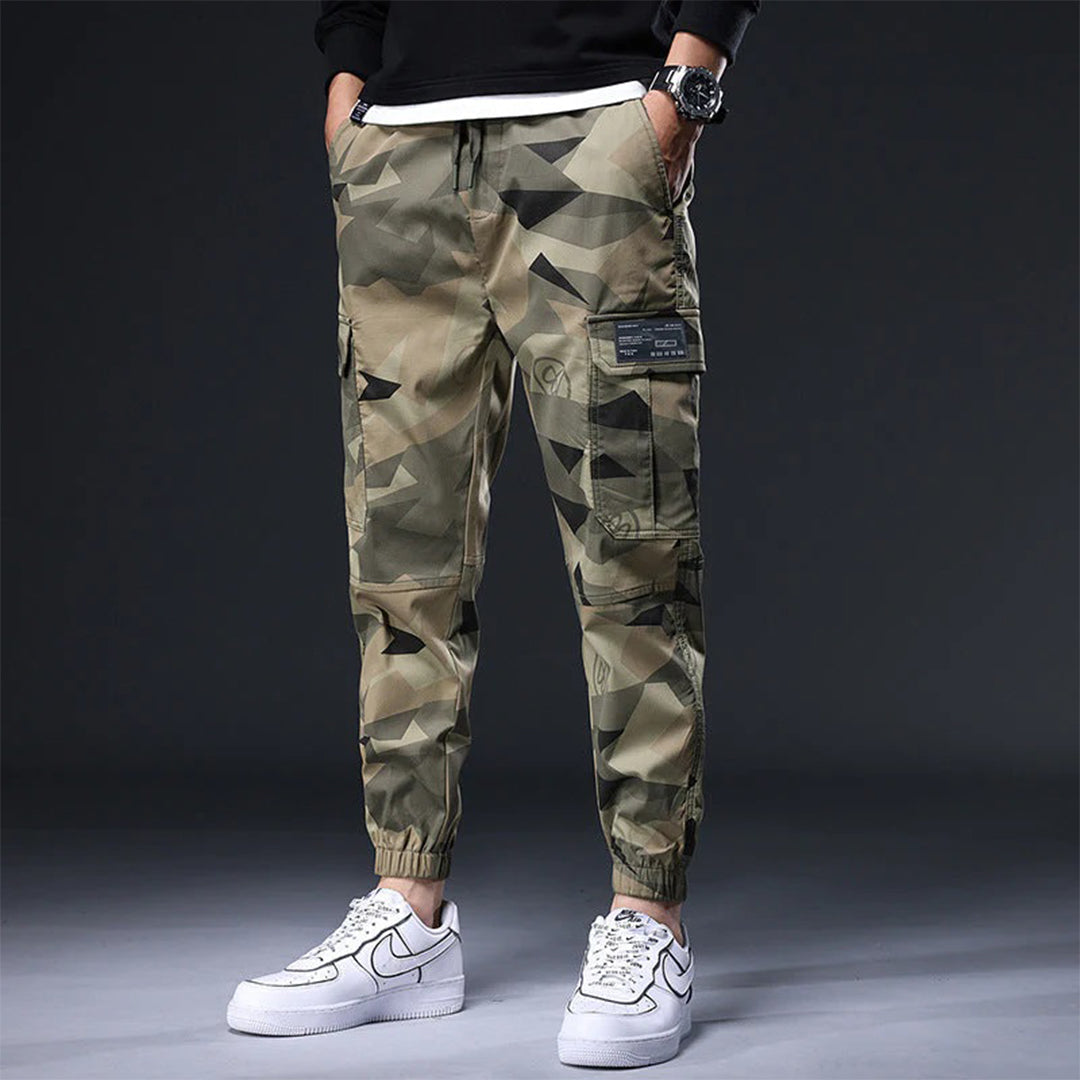 Herren Camouflage Jogger Skinny Cargohose Kordelzug - Eveloria
