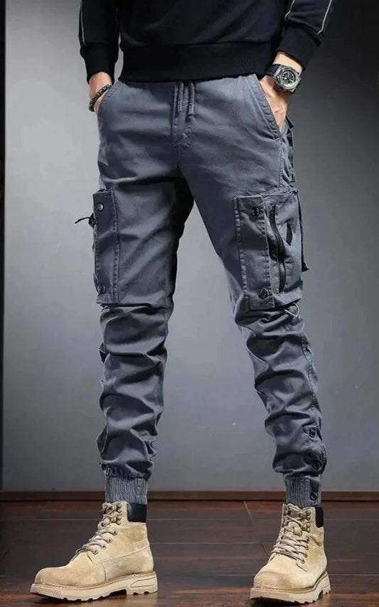 Herren Cargo Jogger Skinny mit Taschen Schwarz - Eveloria
