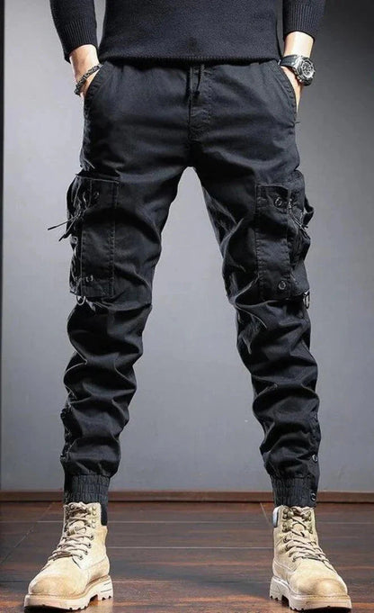 Cargo Jogger - Skinny - Taschen - Cargohosen - Herrenhosen-Schwarz-S-Chaps Herrenmode