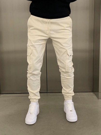 Cargo Jogger - Slim Fit - Kordelzug - Cargohosen - Herrenhosen-Beige-S-Chaps Herrenmode