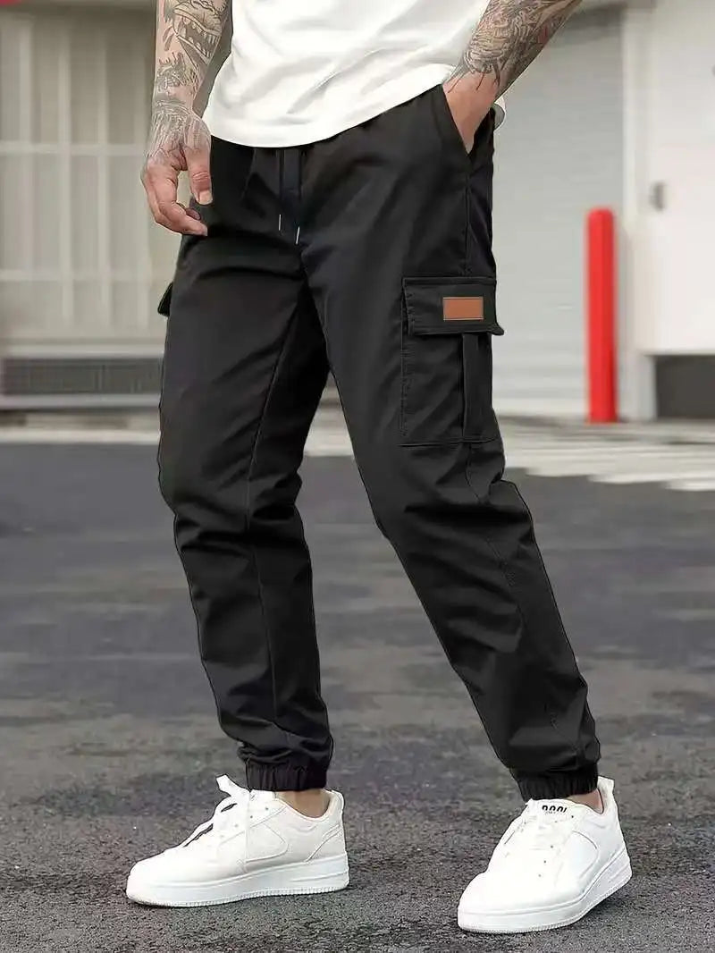 Herren Cargo Jogger Lockere Passform Bequem Schwarz - Eveloria