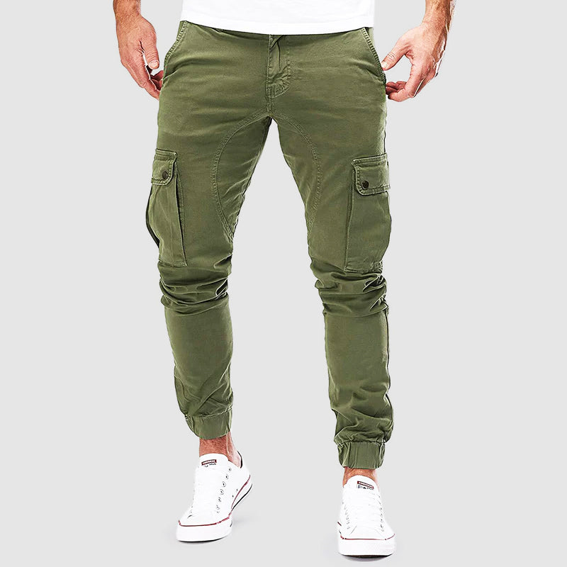Cargo-Jogger – schmale Passform – Taschen – Cargohosen – Herrenhosen-Grün-M-Chaps Herrenmode
