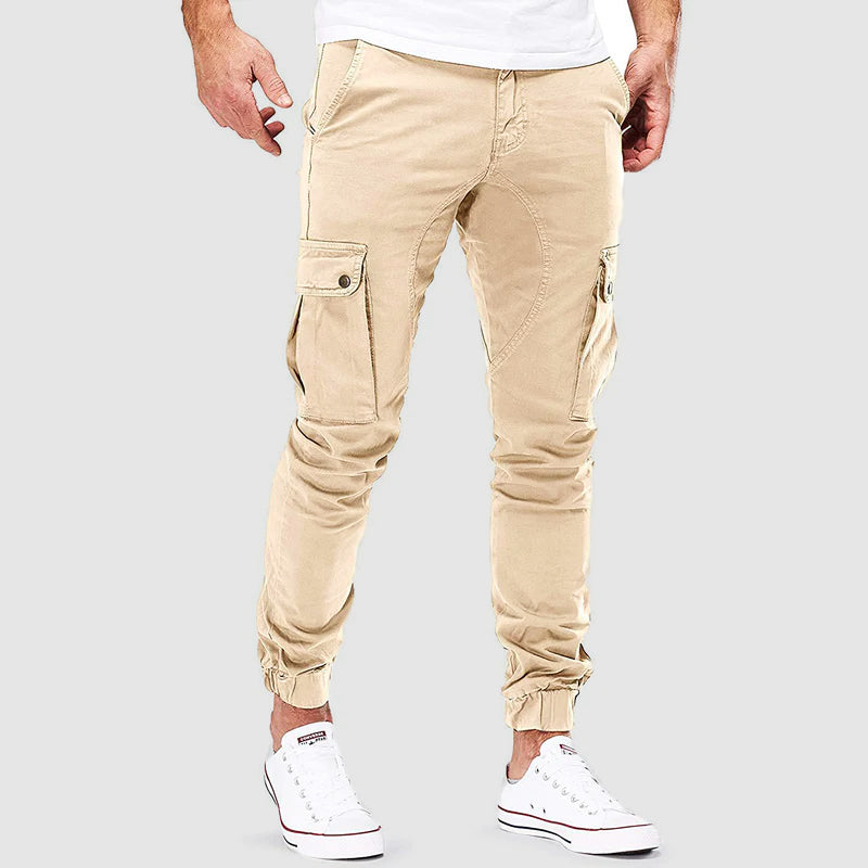 Herren Slim-Fit Cargohose Schmal Schwarz - Eveloria