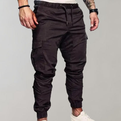 Herren Cargo Joggers Elastischer Bund Kordelzug Schwarz - Eveloria