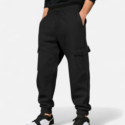 Cargo Joggers – Lässige Cargo-Jogginghose mit Kordelzug für Herren-Schwarz-S-Chaps Herrenmode