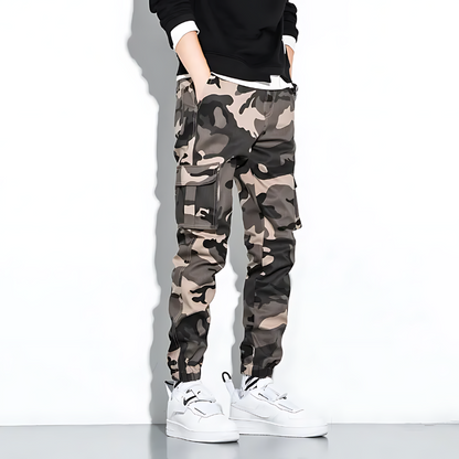 Cargo-Jogginghose | Camouflage | Slim Fit | Cargohose | Herrenhose-Khaki-M-Chaps Herrenmode