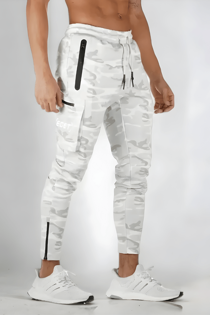 Cargo-Jogginghosen – Kordelzug – Jogginghosen – Cargohosen – Trainingshosen für Herren-Weiß-S-Chaps Herrenmode