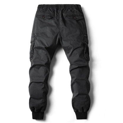 Cargo-Jogginghosen | Taschen | Elastische Beinabschlüsse | Cargohosen | Freizeithosen-Mitternacht Schwarz-29-Chaps Herrenmode