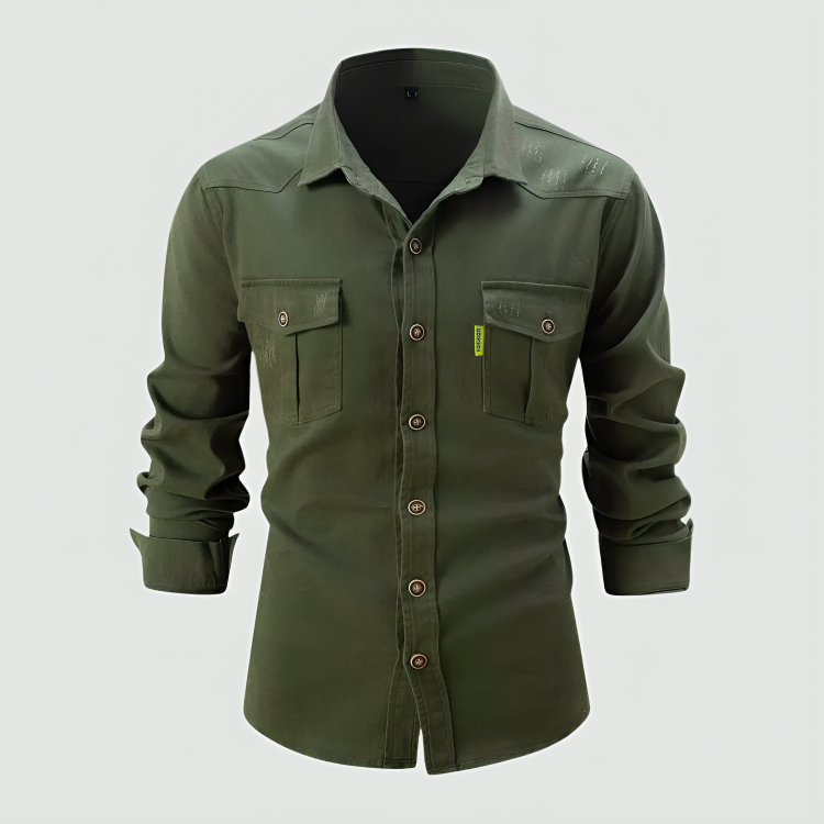 Herren Langarmhemd Slim Fit Knöpfe Beige - Eveloria