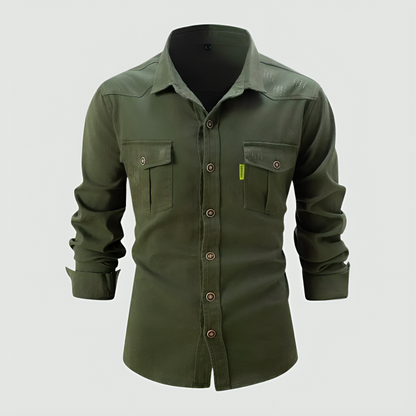 Herren Langarmhemd Slim Fit Knöpfe Beige - Eveloria