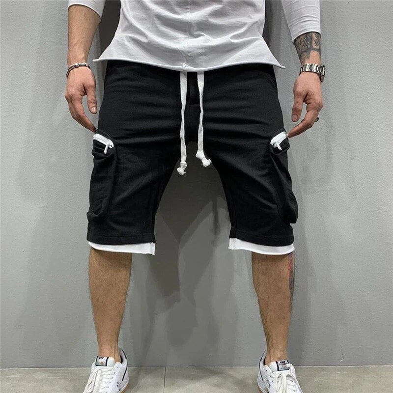 Herren Cargo-Shorts Kordelzug Locker geschnitten Baumwolle Beige - Eveloria