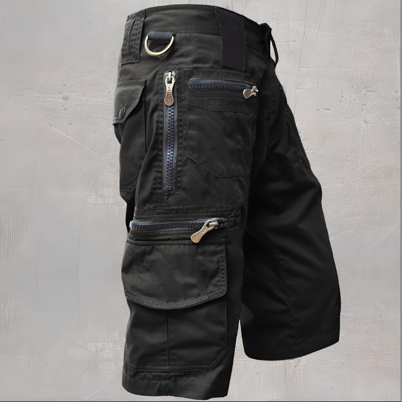 Herren Cargo-Shorts Lang Lockere Passform Taktisch Schwarz - Eveloria