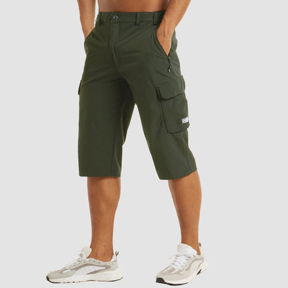 Cargo-Shorts – Lässige, schnell trocknende lange Cargo-Shorts für Männer-Dunkelgrün-M-Chaps Herrenmode