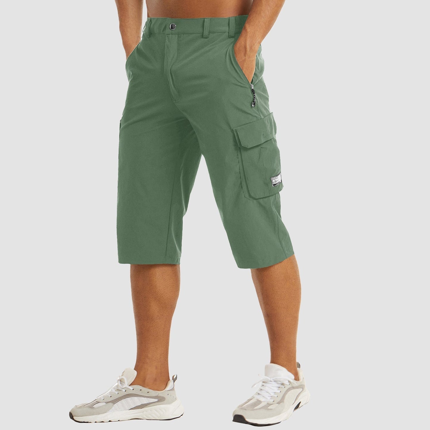 Cargo-Shorts – Lässige, schnell trocknende lange Cargo-Shorts für Männer-Grün-M-Chaps Herrenmode