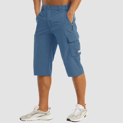 Cargo-Shorts – Lässige, schnell trocknende lange Cargo-Shorts für Männer-Hellblau-M-Chaps Herrenmode