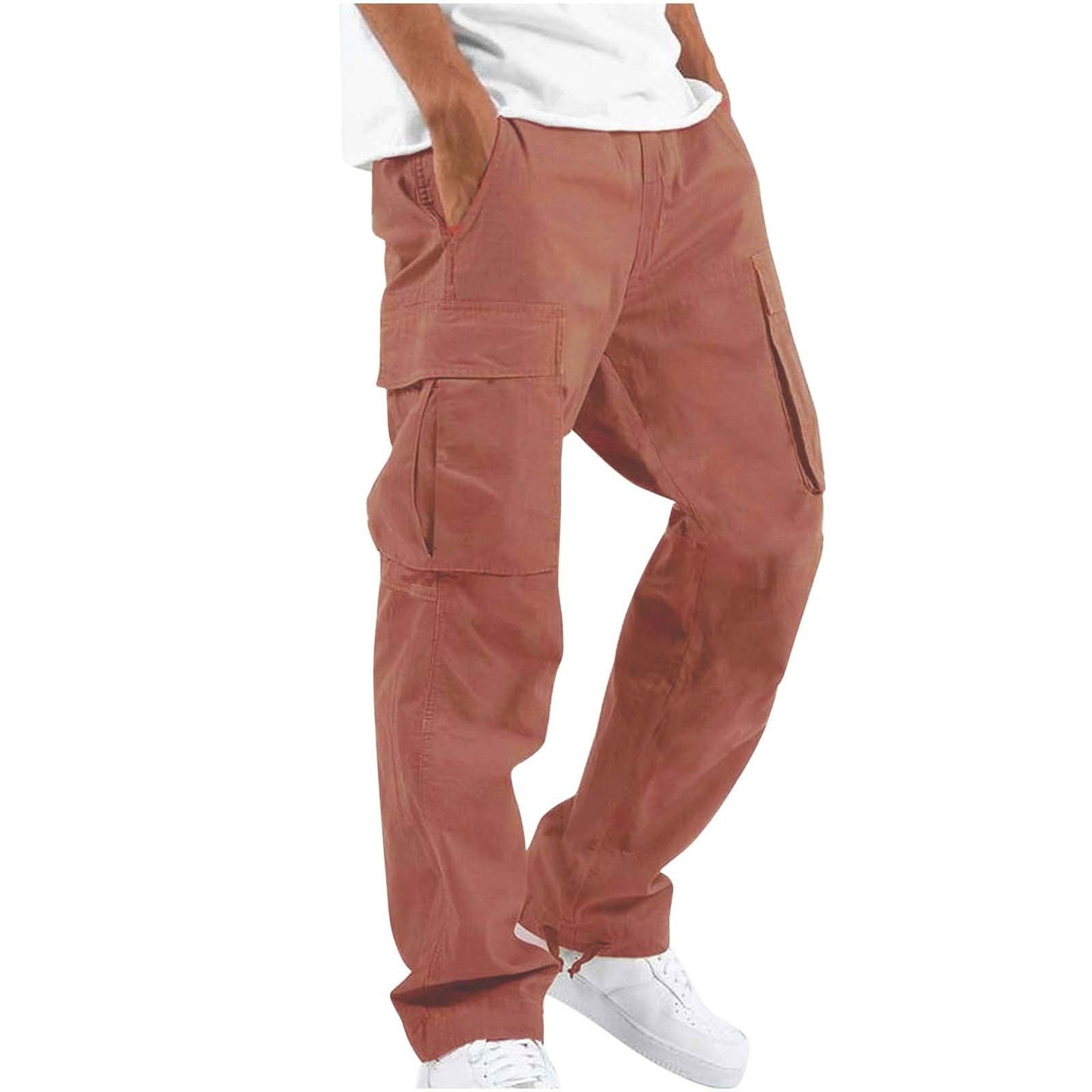 Cargohose - Herren Casual Baggy Loose Fit Cargohose-Rot-S-Chaps Herrenmode