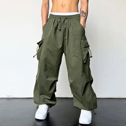 Cargohose - Loose Fit - Elastische Taille - Baggy Pants - Herren Cargo Jogger-Grün-S-Chaps Herrenmode
