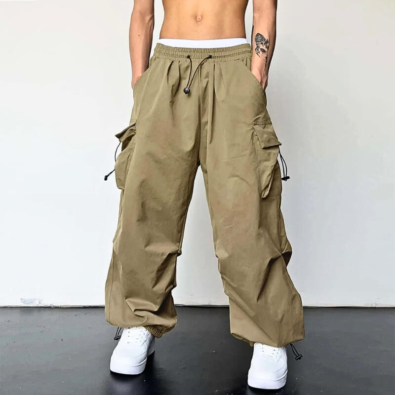 Herren Cargo Jogger Loose Fit Elastische Taille Beige - Eveloria