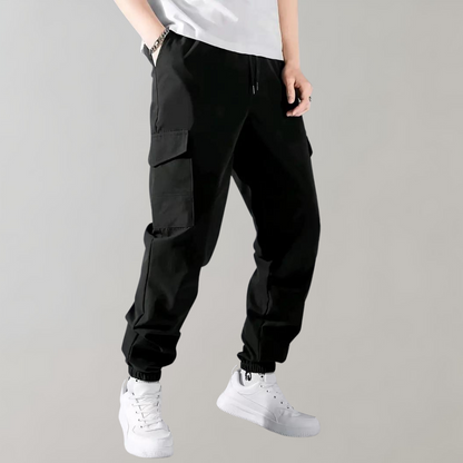 Herren Cargo-Jogginghose Schwarz Kordelzug - Eveloria