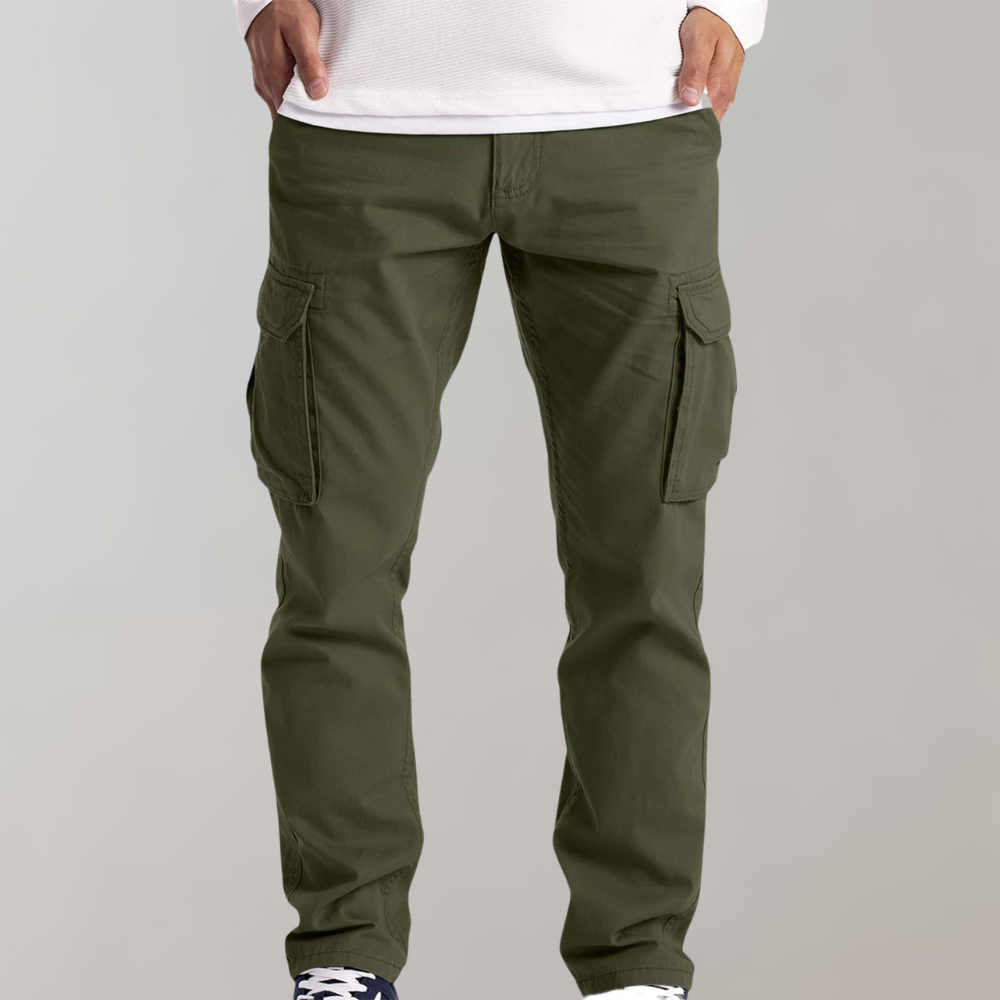 Herren Cargohosen Gerades Bein Mit Taschen Schwarz - Eveloria