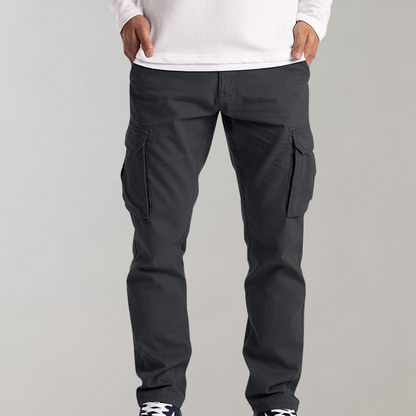 Cargohosen | Gerades Bein | Taschen | Freizeithosen | Herrenhosen-Dunkelgrau-S-Chaps Herrenmode