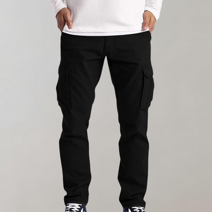 Cargohosen | Gerades Bein | Taschen | Freizeithosen | Herrenhosen-Schwarz-S-Chaps Herrenmode