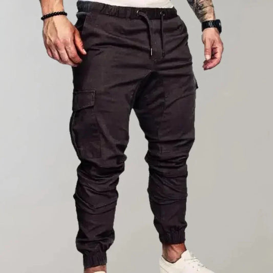 Herren Cargo-Hosen Elastisch Kordelzug Schwarz - Eveloria
