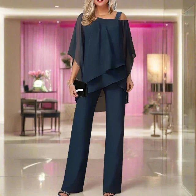 Damen Overall Asymmetrisches Oberteil Set
