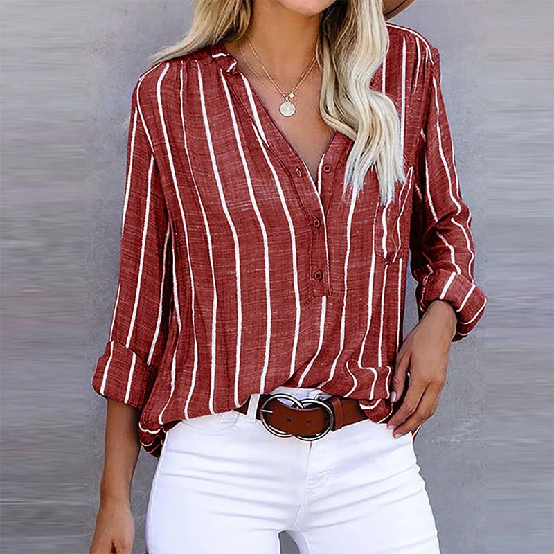 Eveloria Damen Bluse Gestreift Elegantes Design