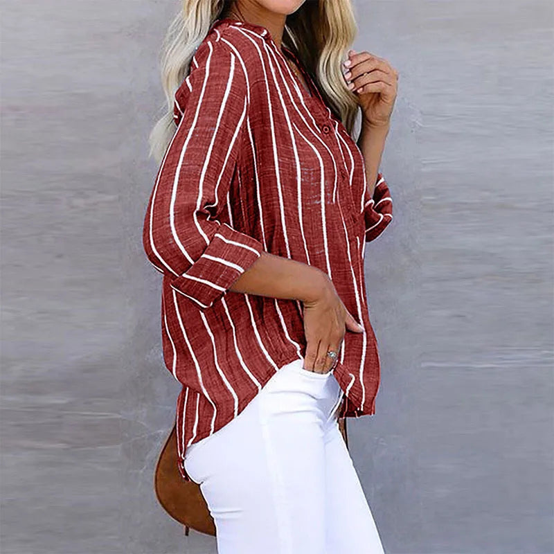 Eveloria Damen Bluse Gestreift Elegantes Design - Eveloria