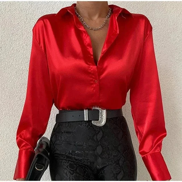 Damen Bluse Orange Seidenbluse