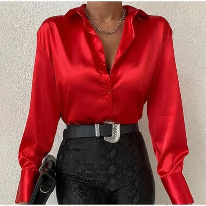 Damen Bluse Orange Seidenbluse