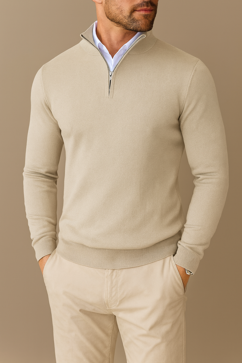 Herren Pullover Viertel-Reißverschluss Komfortabel Vielseitig
