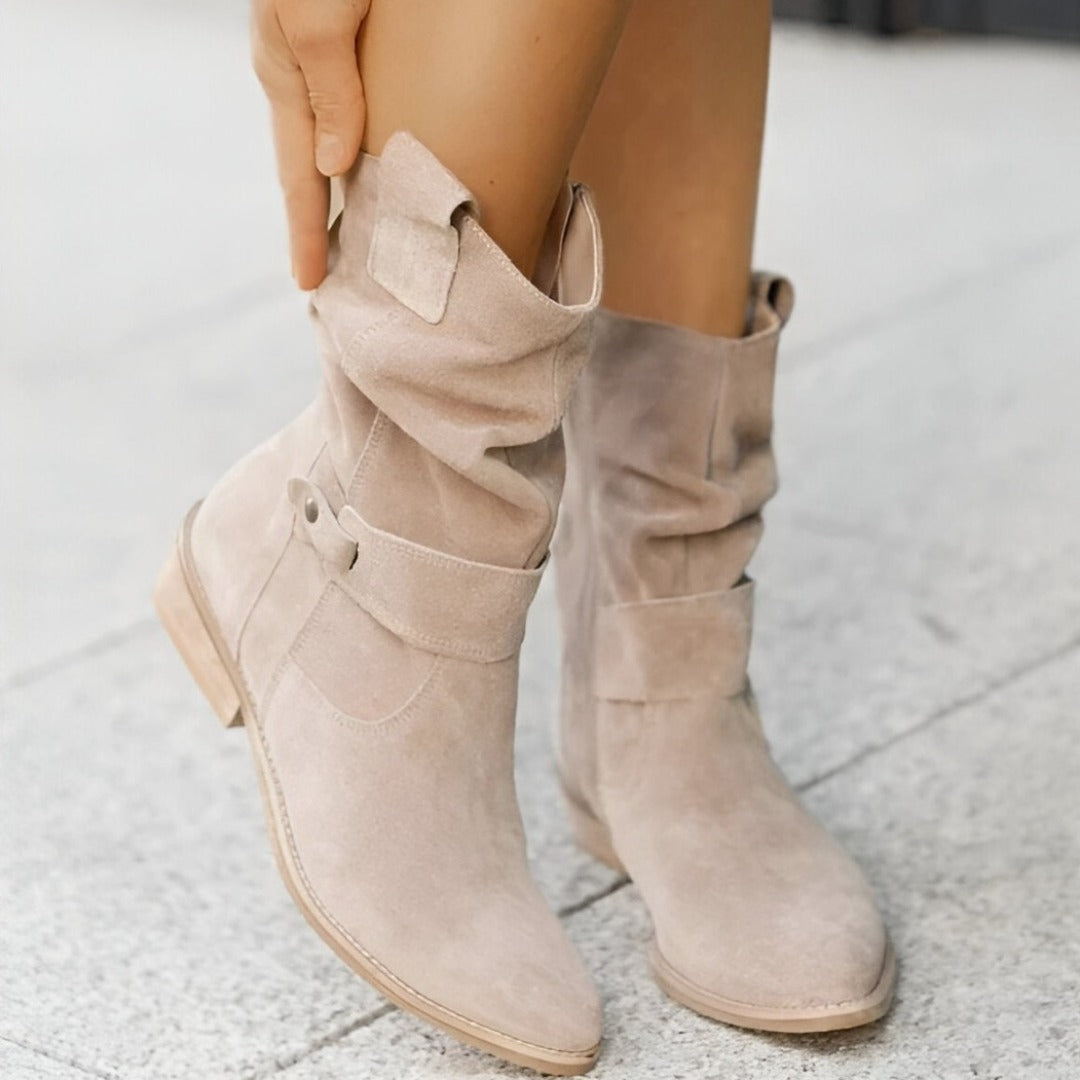 Damen Freizeitstiefel Runde Zehe Niedriger Absatz - Eveloria