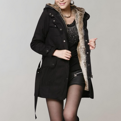 Damen Winterparka mit Kapuze und Fellfutter