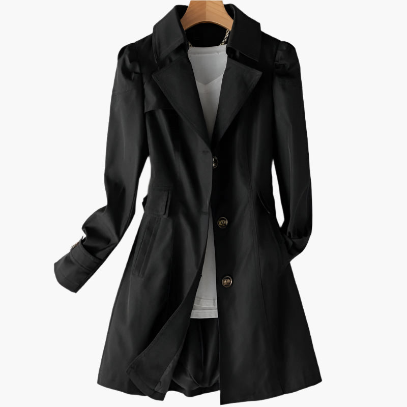 Damen Klassischer Trenchcoat Lang Knöpfe