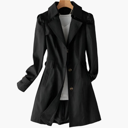 Damen Klassischer Trenchcoat Lang Knöpfe