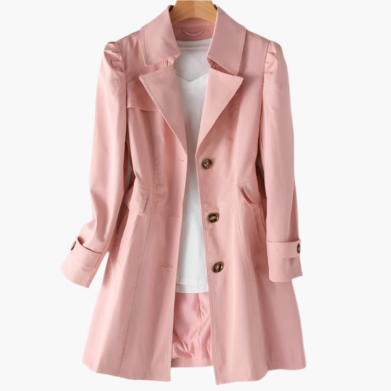 Damen Klassischer Trenchcoat Lang Knöpfe