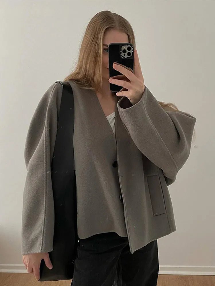 Damen Übergangsjacke Weicher Stoff Oversized Beige