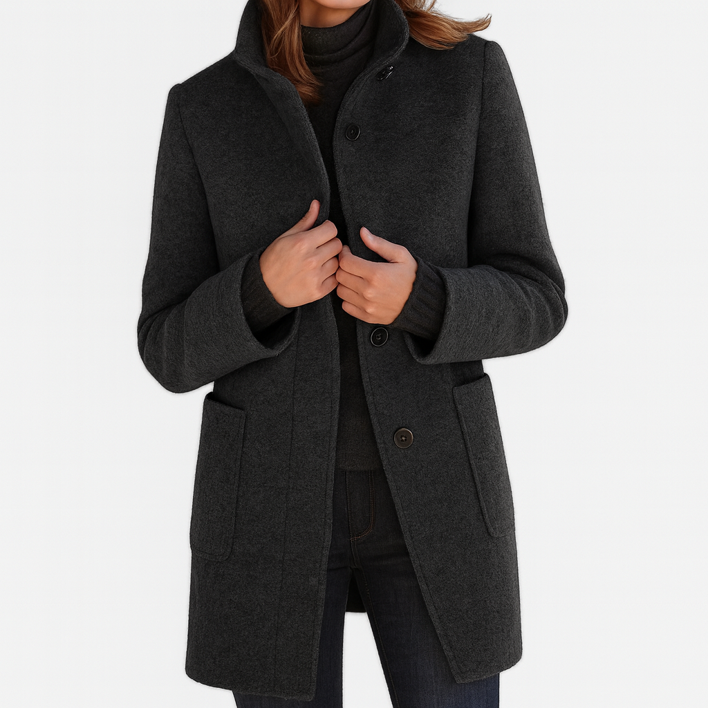 Damen Wollmantel Klassisch Wärmend Beige