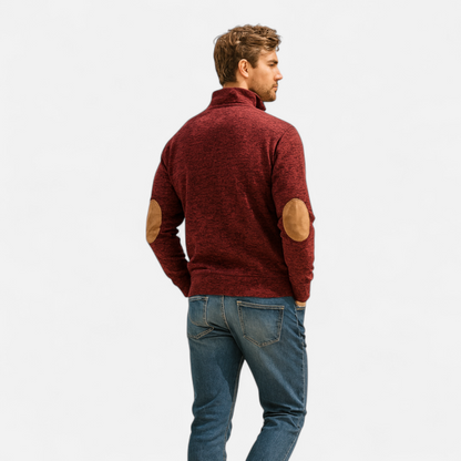 Levi Herren Strickpullover Stehkragen Patchwork Braun